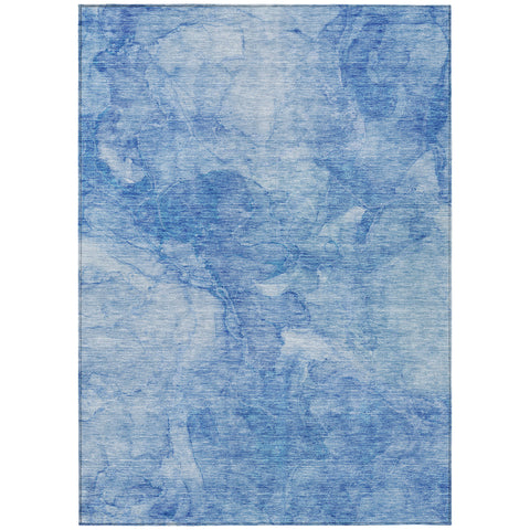 3' X 5' Denim Blue And Sky Blue Nautical Washable Indoor Outdoor Area Rug