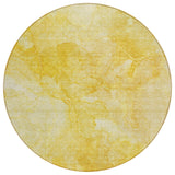 8' Gold And Yellow Round Nautical Washable Indoor Outdoor Area Rug