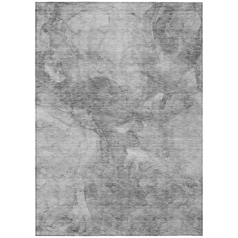 5' X 8' Gray Silver And Charcoal Nautical Washable Indoor Outdoor Area Rug