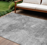 8' X 10' Gray Silver And Charcoal Nautical Washable Indoor Outdoor Area Rug