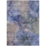5' X 8' Navy Blue And Beige Abstract Washable Indoor Outdoor Area Rug