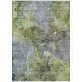 8' X 10' Olive Green And Gray Abstract Washable Indoor Outdoor Area Rug