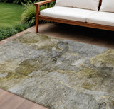 8' X 10' Taupe Brown And Gray Abstract Washable Indoor Outdoor Area Rug