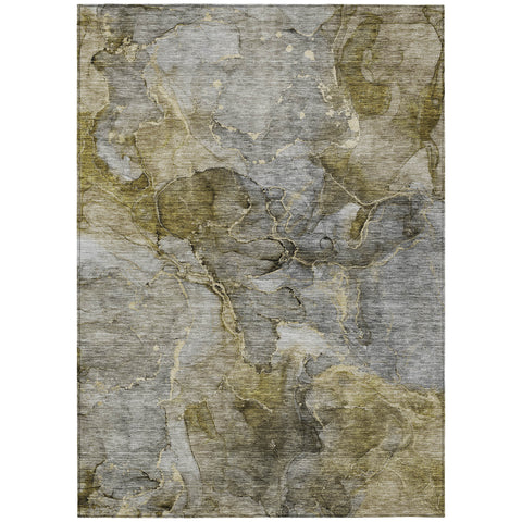 8' X 10' Taupe Brown And Gray Abstract Washable Indoor Outdoor Area Rug