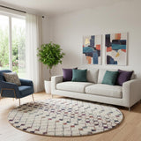 8' X 8' Beige And Blue Abstract Round Rug