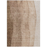 3' X 5' Brown And Beige Ombre Washable Indoor Outdoor Area Rug