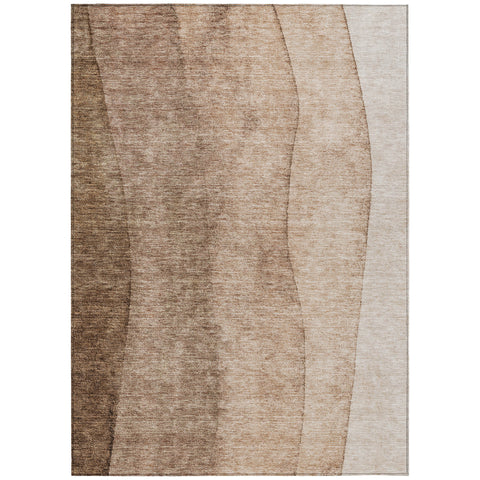 5' X 8' Brown And Beige Ombre Washable Indoor Outdoor Area Rug