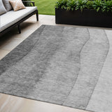 5' X 8' Gray Silver And Charcoal Ombre Washable Indoor Outdoor Area Rug