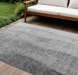 8' X 10' Gray Silver And Charcoal Ombre Washable Indoor Outdoor Area Rug