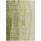 8' X 10' Olive Green And Artichoke Green Ombre Washable Indoor Outdoor Area Rug