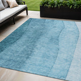 5' X 8' Teal Blue Aqua And Blue Ombre Washable Indoor Outdoor Area Rug