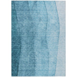 5' X 8' Teal Blue Aqua And Blue Ombre Washable Indoor Outdoor Area Rug