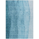 8' X 10' Teal Blue Aqua And Blue Ombre Washable Indoor Outdoor Area Rug