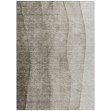 3' X 5' Taupe Brown And Ivory Ombre Washable Indoor Outdoor Area Rug