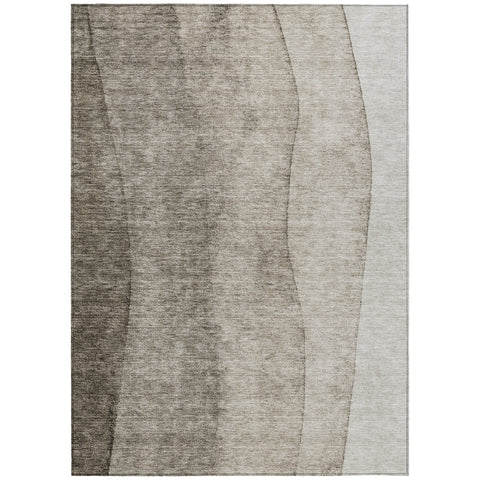 3' X 5' Taupe Brown And Ivory Ombre Washable Indoor Outdoor Area Rug