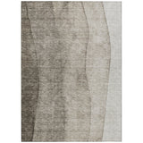 5' X 8' Taupe Brown And Ivory Ombre Washable Indoor Outdoor Area Rug