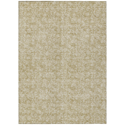 3' X 5' Beige And Ivory Floral Washable Indoor Outdoor Area Rug