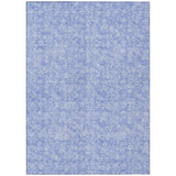 8' X 10' Denim Blue And Ivory Floral Washable Indoor Outdoor Area Rug