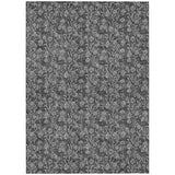 3' X 5' Gray Charcoal And Silver Floral Washable Indoor Outdoor Area Rug