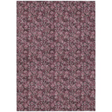 5' X 8' Merlot Mauve And Ivory Floral Washable Indoor Outdoor Area Rug