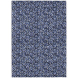 5' X 8' Navy Blue Denim Blue And Ivory Floral Washable Indoor Outdoor Area Rug