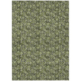 5' X 8' Olive Green Artichoke Green And Ivory Floral Washable Indoor Outdoor Area Rug