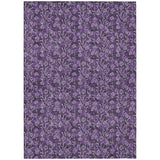 3' X 5' Purple Eggplant And Ivory Floral Washable Indoor Outdoor Area Rug