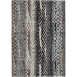 8' X 10' Brown Gray And Ivory Botanical Leaves Washable Indoor Outdoor Area Rug