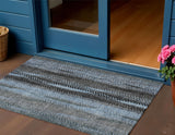 3' X 5' Blue Gray And Charcoal Botanical Leaves Washable Indoor Outdoor Area Rug