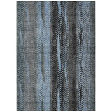 8' X 10' Blue Gray And Charcoal Botanical Leaves Washable Indoor Outdoor Area Rug