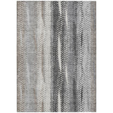 8' X 10' Khaki Ivory And Gray Botanical Leaves Washable Indoor Outdoor Area Rug