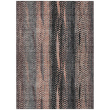 5' X 8' Blue Charcoal And Copper Botanical Leaves Washable Indoor Outdoor Area Rug