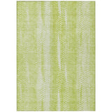 3' X 5' Artichoke Green And Ivory Botanical Leaves Washable Indoor Outdoor Area Rug