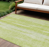 8' X 10' Artichoke Green And Ivory Botanical Leaves Washable Indoor Outdoor Area Rug