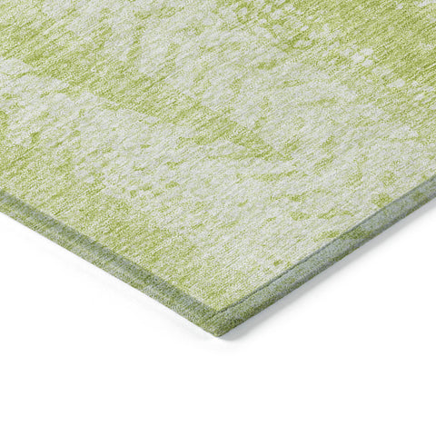 8' X 10' Artichoke Green And Ivory Botanical Leaves Washable Indoor Outdoor Area Rug