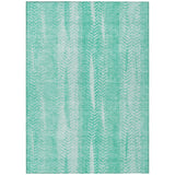 3' X 5' Aqua Teal Blue And Ivory Botanical Leaves Washable Indoor Outdoor Area Rug
