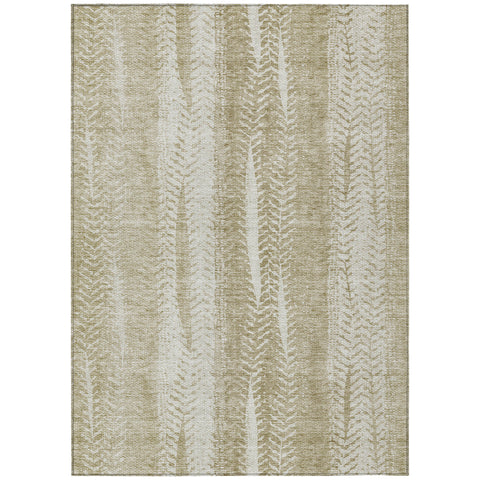 3' X 5' Beige Tan And Taupe Botanical Leaves Washable Indoor Outdoor Area Rug
