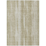 5' X 8' Beige Tan And Taupe Botanical Leaves Washable Indoor Outdoor Area Rug