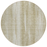 8' Beige Tan And Taupe Round Botanical Leaves Washable Indoor Outdoor Area Rug