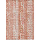 8' X 10' Orange And Salmon Botanical Leaves Washable Indoor Outdoor Area Rug
