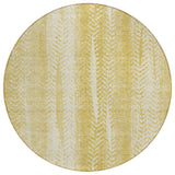 8' Gold Wheat And Ivory Round Botanical Leaves Washable Indoor Outdoor Area Rug