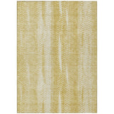 8' X 10' Gold Wheat And Ivory Botanical Leaves Washable Indoor Outdoor Area Rug