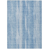 8' X 10' Sky Blue And Denim Blue Botanical Leaves Washable Indoor Outdoor Area Rug