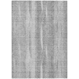 3' X 5' Silver Gray And Graphite Botanical Leaves Washable Indoor Outdoor Area Rug