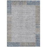 8' X 10' Taupe Beige And Blue Geometric Washable Indoor Outdoor Area Rug