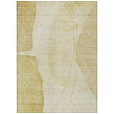3' X 5' Gold Wheat And Beige Abstract Washable Indoor Outdoor Area Rug
