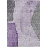 3' X 5' Purple Eggplant And Gray Abstract Washable Indoor Outdoor Area Rug