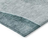 5' X 8' Teal Blue Aqua And Gray Abstract Washable Indoor Outdoor Area Rug