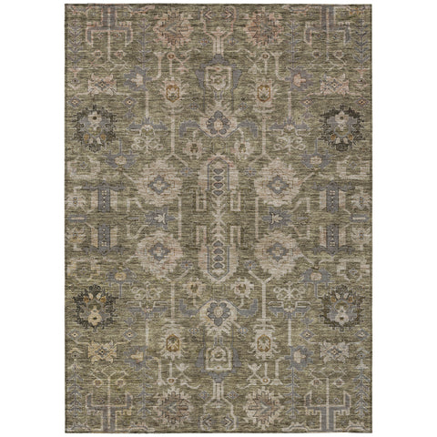 3' X 5' Brown Gray And Charcoal Oriental Washable Indoor Outdoor Area Rug