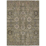5' X 8' Brown Gray And Charcoal Oriental Washable Indoor Outdoor Area Rug